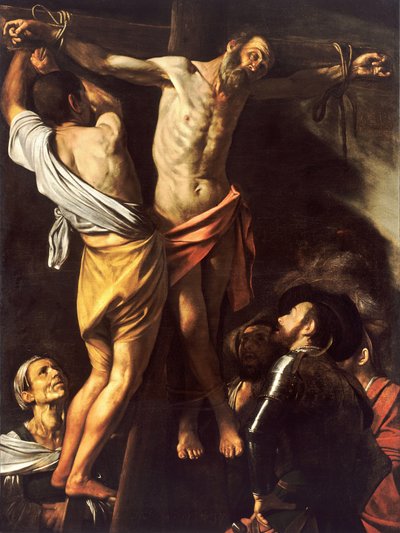 Korsfästelsen av den helige Andreas Andrew av Michelangelo Merisi da  Caravaggio