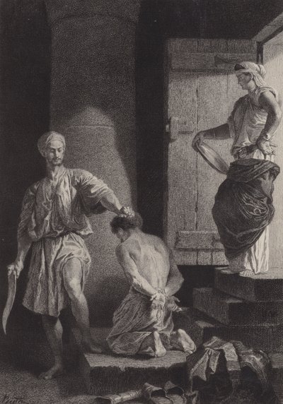 Halshuggning av Johannes Döparen av after Albert Robida