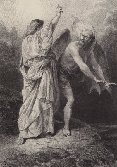 Kristus frestades av djävulen av after Albert Robida