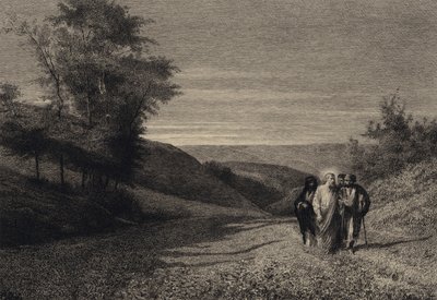 Jesus och hans lärjungar på vägen till Caesarea av after Albert Robida