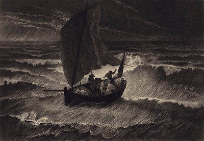 Jesus sov under stormen av after Albert Robida