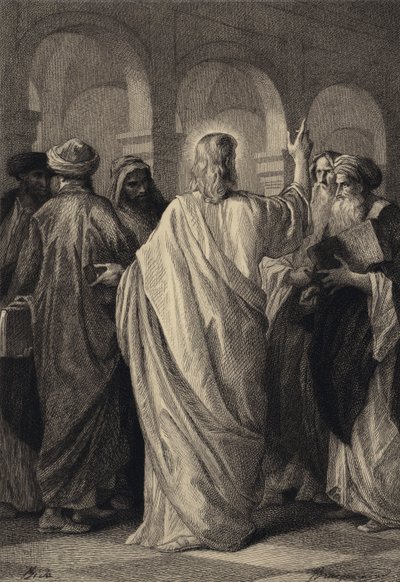 Jesus samtalar med läkarna av after Albert Robida