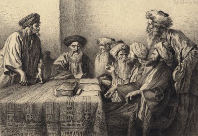 Judas inför Sanhedrin av after Albert Robida