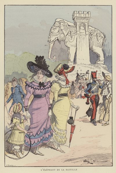Bastiljens elefant av after Albert Robida