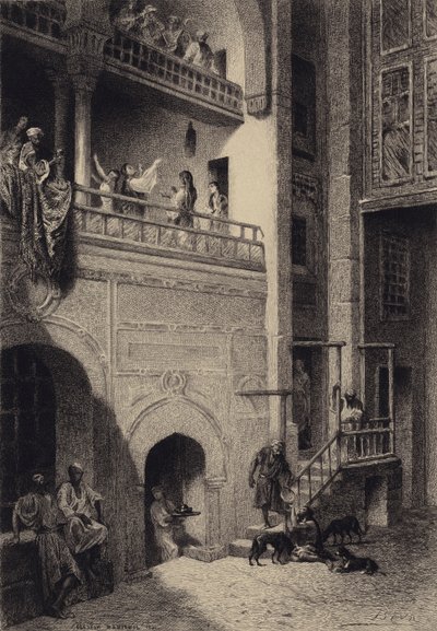 Lazarus och den rike mannen av after Albert Robida