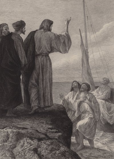 Jakobs och Johannes kallelse av after Albert Robida