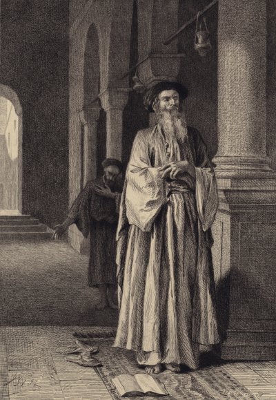 Fariséen och publikanen av after Albert Robida