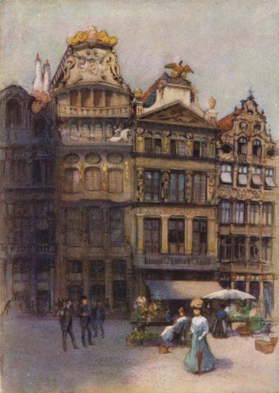 Gamla hus på Grande Place, Bryssel av after Amedee Forestier