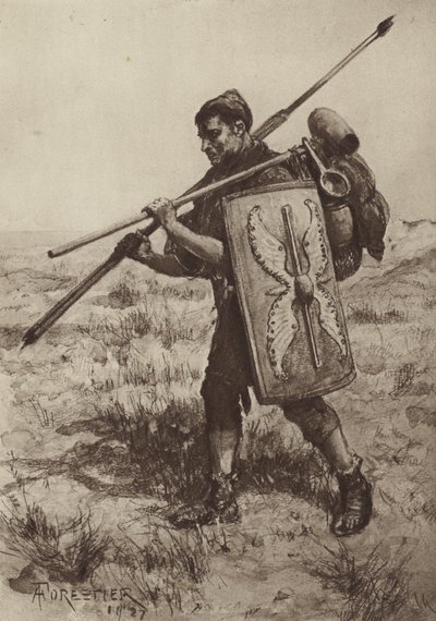 Impeditus, eller fullt utrustad fotsoldat av after Amedee Forestier