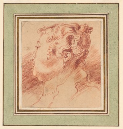 Studie av kvinnans huvud av after Antoine Watteau