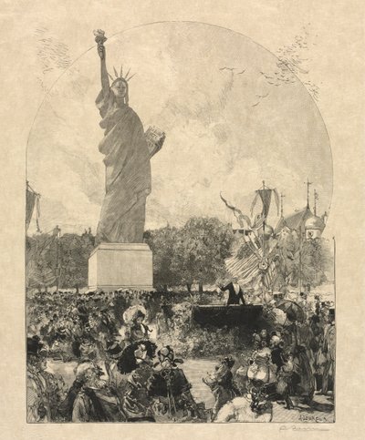 Liberty Enlightening the World, erbjuds till staden Paris av amerikanerna av after Auguste Louis Lepère