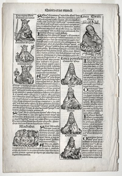 Genealogisk sida; publicerad i Nürnbergkrönikan av Hartmann Schedel av after Augustin Pajou