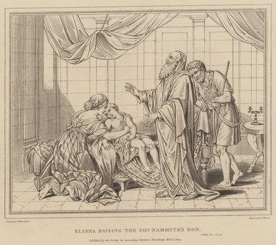 Elisa uppfostrar Sunemites Son, 2 Kungl av after Benjamin West