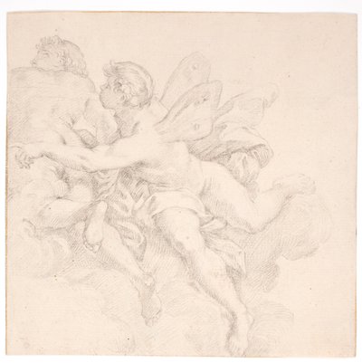 Två figurer i molnen, en av dem möjligen en allegori av en vind av after Carlo Maratti