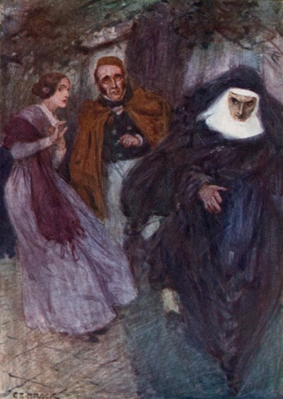 Lucy Snowe och Paul Emanuel i skolträdgården av after Charles Edmund Brock