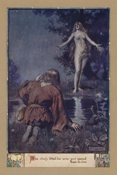Hon lyfte sakta sina armar och öppnade dem för honom av after Charles Edmund Brock
