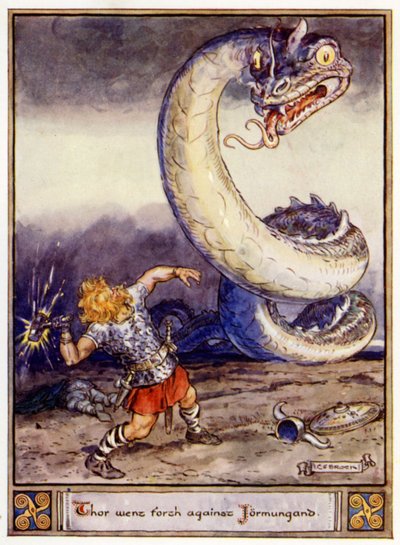 Tor gick ut mot Jormungand av after Charles Edmund Brock