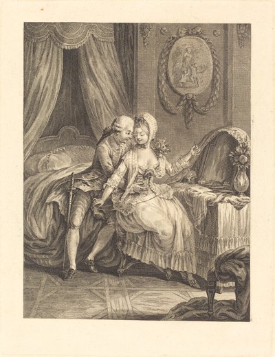 Dame a sa toilette av after Charles Eisen