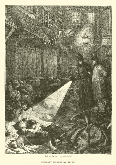 Newport Market på natten av after Charles J. Staniland