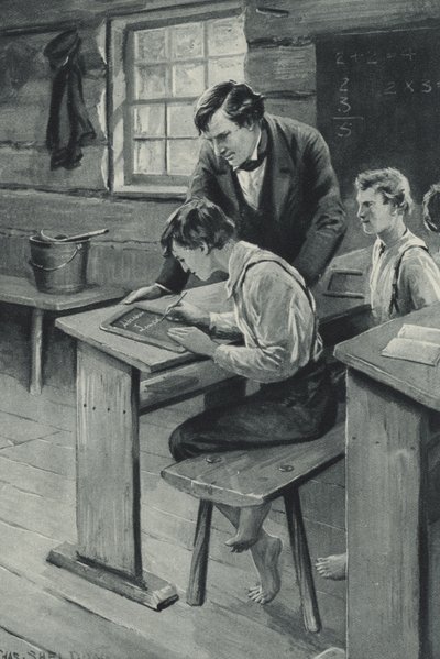 Abraham Lincoln lär sig skriva av after Charles Mills Sheldon