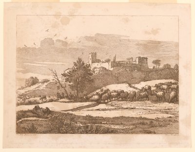 Landskap med ett slott av after Claude Lorrain