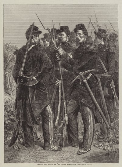 Sappers och gruvarbetare från den franska armén av after Denis Auguste Marie Raffet