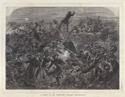 En kamp i skyttegravarna före Sebastopol av after Edmond Morin