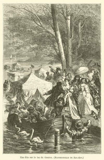 En fest vid Genèvesjön, Mademoiselle de Scudery av after Emile Antoine Bayard