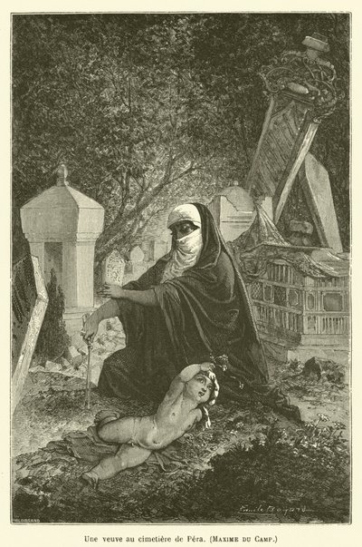 En änka på Pera-kyrkogården, Maxime du Camp av after Emile Antoine Bayard