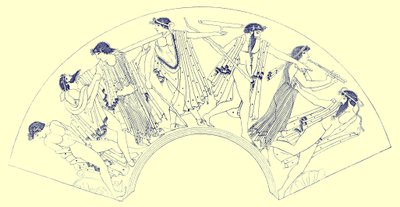 Revel av Brygos, illustration från Greek Vase Paintings av J. E. Harrison och D. S. MacColl, publicerad 1894 (digitalt förbättrad bild) av after English School