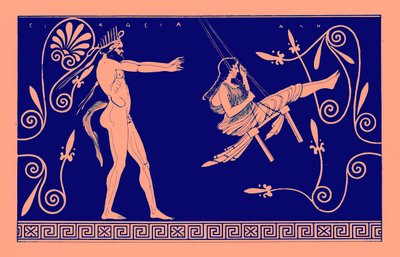 Silen swinging maiden, illustration från grekiska vassmålningar av J. E. Harrison och D. S. MacColl, publicerad 1894 (digitalt förbättrad bild) av after English School