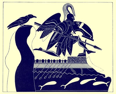 The Ghost of Patroklos, illustration från grekiska vassmålningar av J. E. Harrison och D. S. MacColl, publicerad 1894 (digitalt förbättrad bild) av after English School