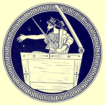 Thomas i bröstet, illustration från Greek Vase Paintings av J. E. Harrison och D. S. MacColl, publicerad 1894 (digitalt förbättrad bild) av after English School