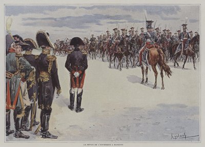 Napoleon granskar trupper från den polska lätta hästen vid Bayonne av after Felicien baron de Myrbach-Rheinfeld