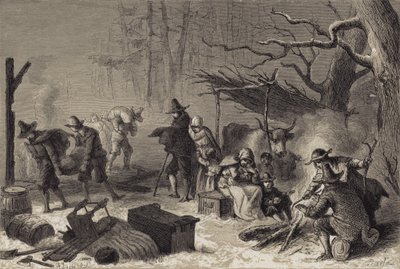 Engelska nybyggare i Amerika av after Felix Octavius Carr Darley
