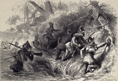 Fransmän fortsätter att attackera det spanska fortet på St Johns av after Felix Octavius Carr Darley