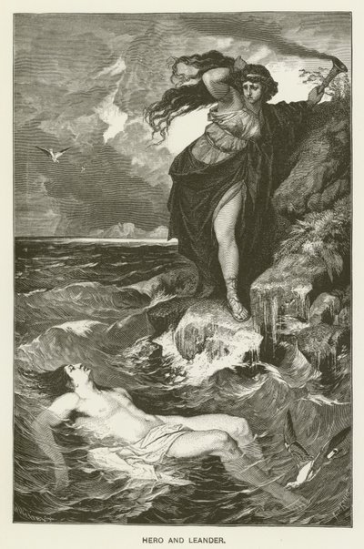 Hero och Leander av after Ferdinand Keller