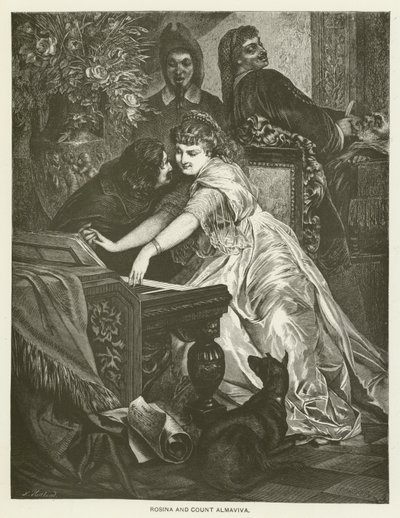Rosina och greve Almaviva av after Ferdinand Keller
