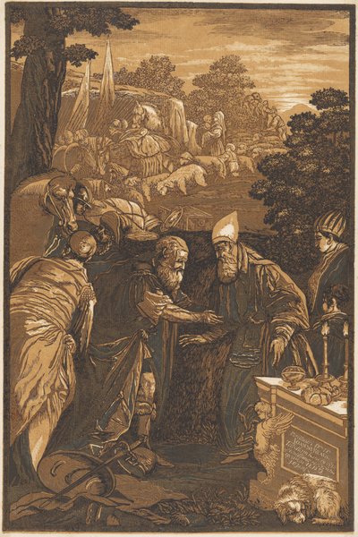 Melkisedek välsignar Abraham av after Francesco Bassano II John Baptist Jackson
