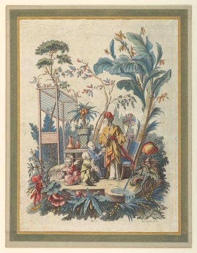 Tallrik 7 av en uppsättning kinesiska genrescener av after Francois Boucher