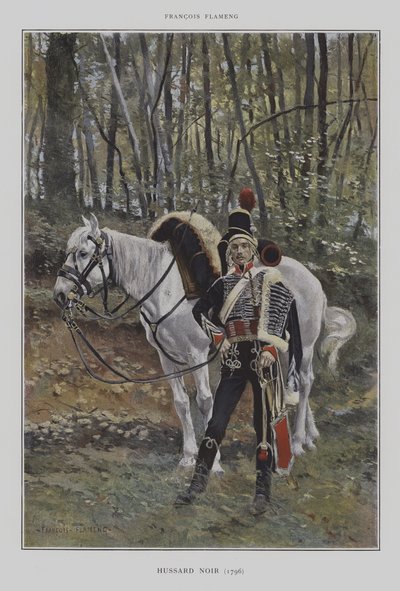 Hussard Noir (1796) av after Francois Flameng