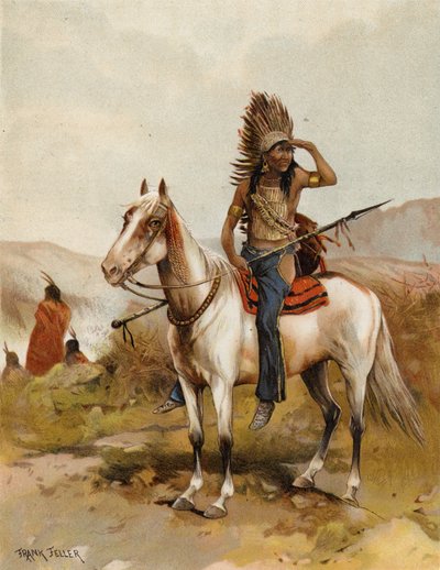 En sioux-indianhövding (chromolitho) av after Frank Feller
