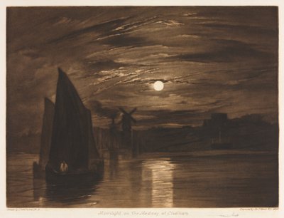 Månsken på Medway i Chatham av after Frank Short