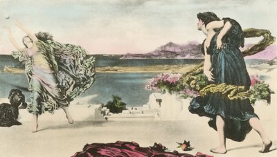 Grekiska flickor som spelar boll av after Frederic Leighton