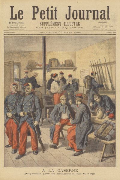 Franska soldater i deras baracker av after Frederic Theodore Lix