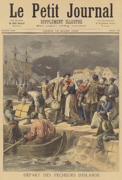 Fiskarna på Island förbereder sig för att gå till havet av after Frederic Theodore Lix