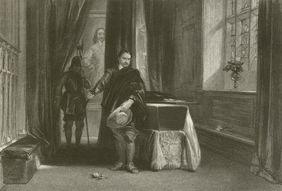 Cromwell tittade på Charles I:s kropp, en skugga rörde sig över hans panna av after George Cattermole