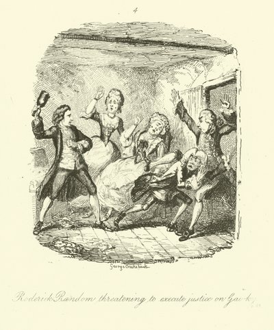 Illustration för Roderick Random av Tobias Smollett av after George Cruikshank