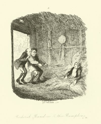 Illustration för Roderick Random av Tobias Smollett av after George Cruikshank