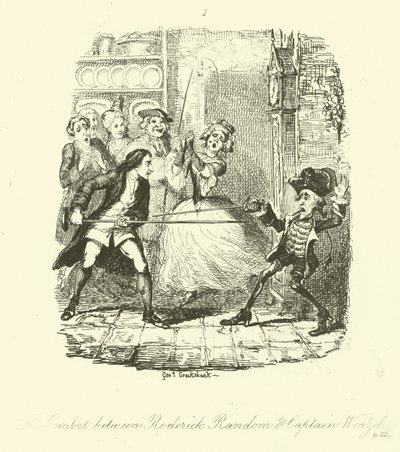 Illustration för Roderick Random av Tobias Smollett av after George Cruikshank